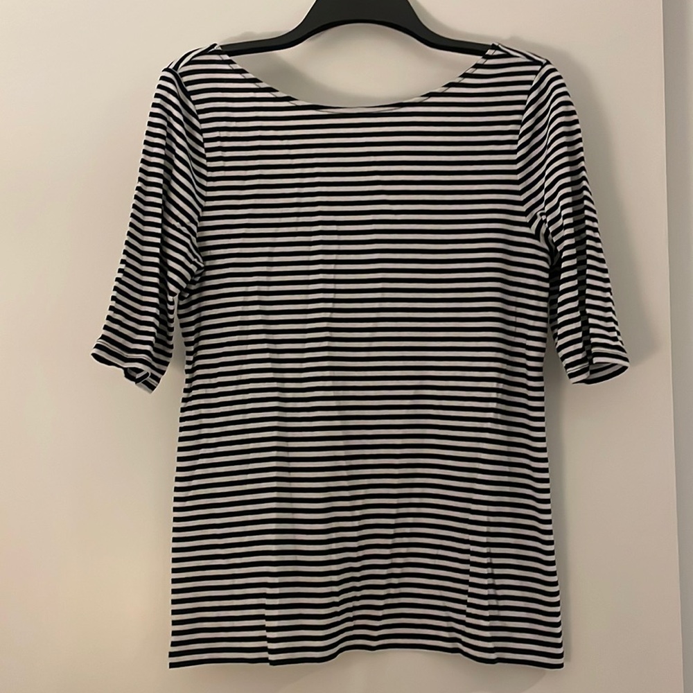 Black and white striped blouse